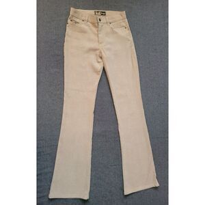 Vintage 90s Y2K L.E.I Tan Flare Pants Polka Dot‎ Size 3 XS Lightweight